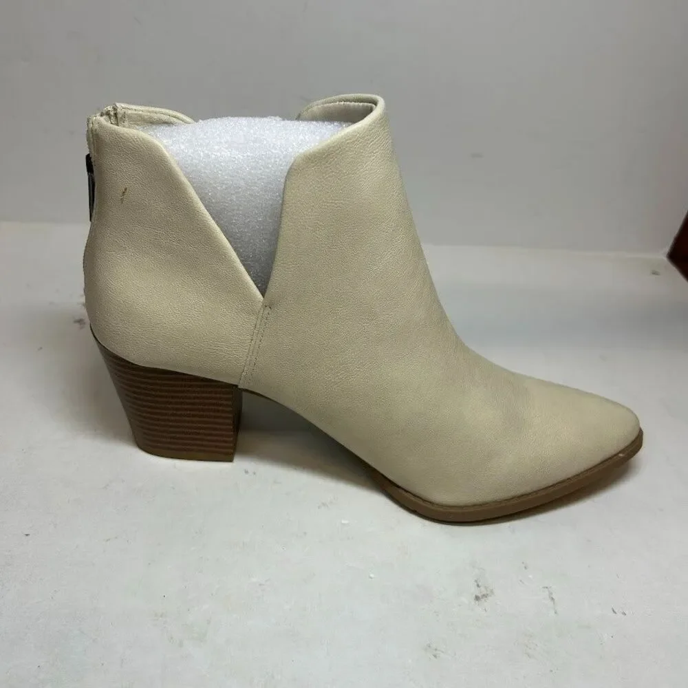 Sun Stone Womens 8.5 M Ecru Elizaa Block Heel Ankle Booties DISPLAY QJ8
